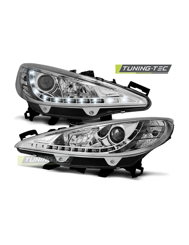 Phares à LED chromés pour PEUGEOT 207 05.06-06.12