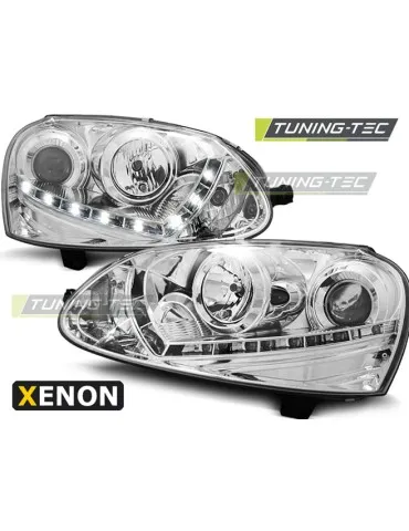 Phares au xénon chromés pour VW GOLF 5 03-08