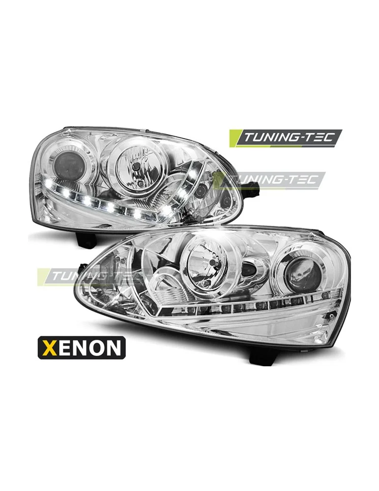 Phares au xénon chromés pour VW GOLF 5 03-08