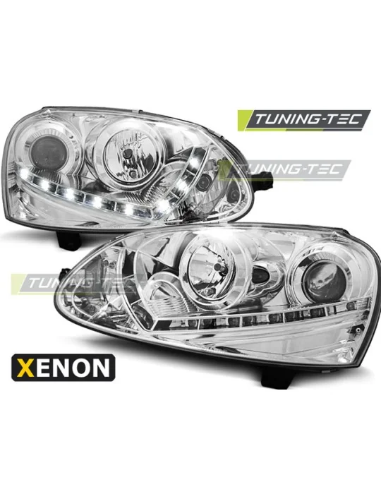 Phares au xénon chromés pour VW Golf 5 (2003 - 2008)