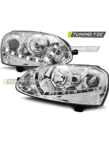 Phares à LED chromés pour VW GOLF 5 03-08
