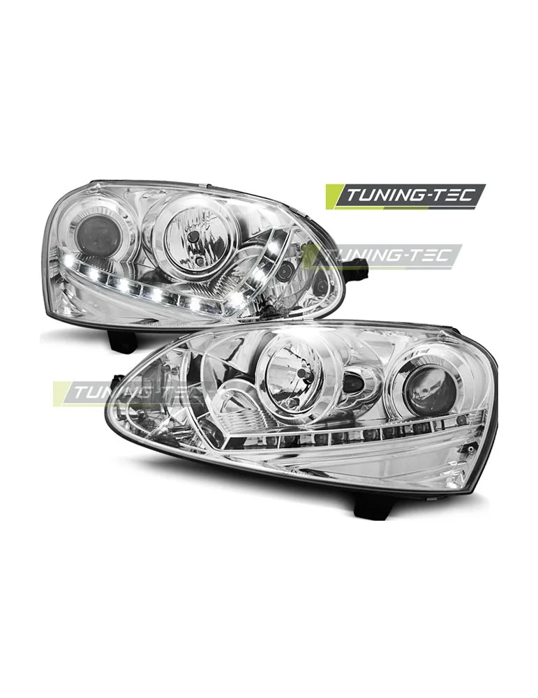 Phares à LED chromés pour VW GOLF 5 03-08
