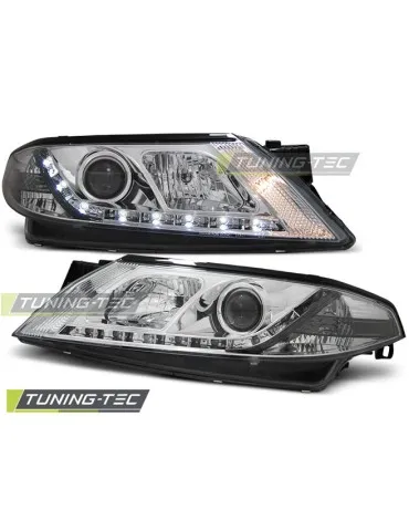 Phares à LED chromés pour RENAULT LAGUNA 2 01-03.05