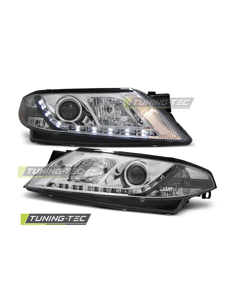 Phares à LED chromés pour RENAULT LAGUNA 2 01-03.05