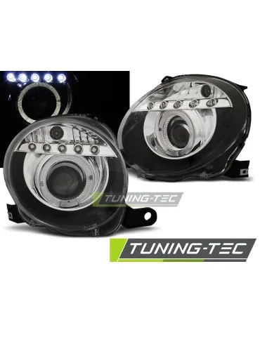 Phares à LED noirs pour FIAT 500 07-15 PROJEKTOR