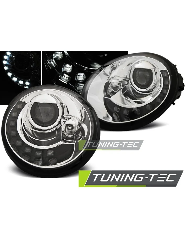 Phares à LED chromés pour VW NEW BEETLE 10.98-05.05