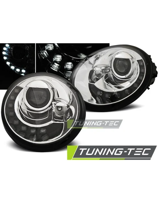 Phares à LED chromés pour VW NEW Beetle (1998 - 2005)