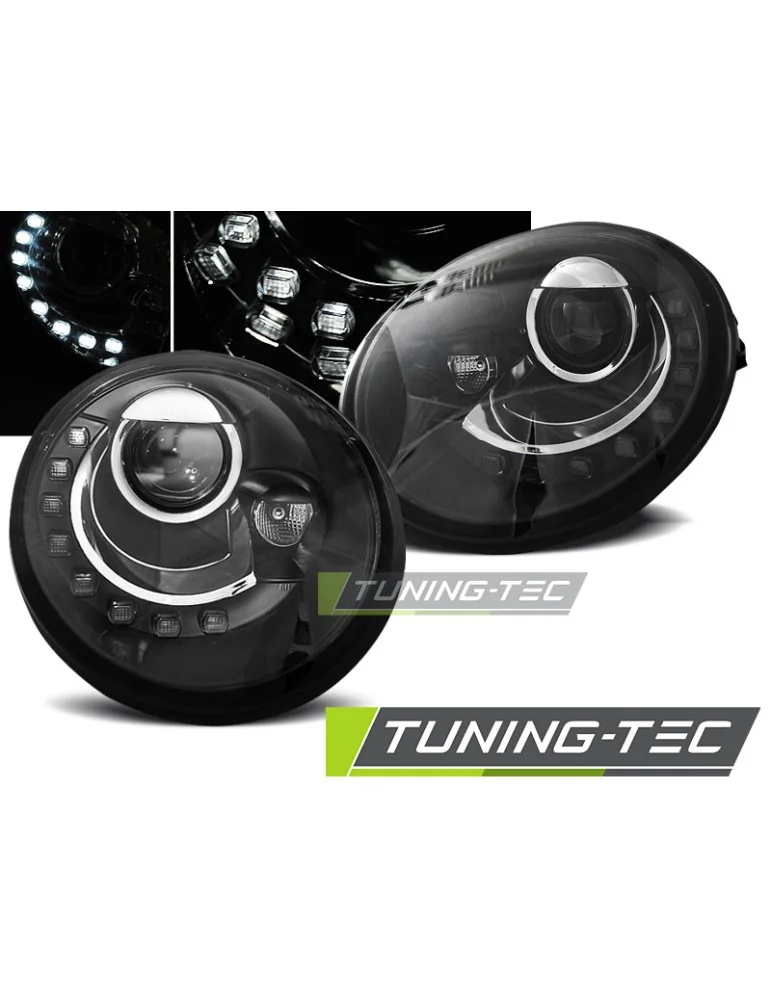 Phares à LED noirs pour VW NEW BEETLE 10.98-05.05