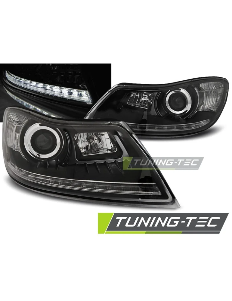 Phares à LED noirs pour SKODA OCTAVIA 09-12