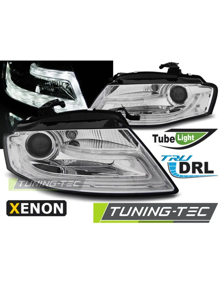 Phares au xénon chromés pour AUDI A4 B8 04.08-11