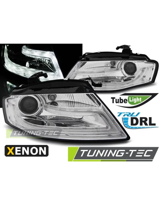 Phares au xénon chromés pour Audi A4 B8 (2008 - 2011)