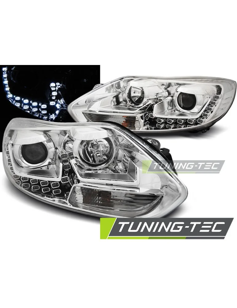 Phares à LED chromés pour FORD FOCUS MK3 11- 10.14