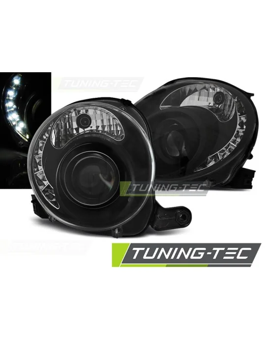 Phares à LED noirs pour Fiat 500 (2007 - 2015)