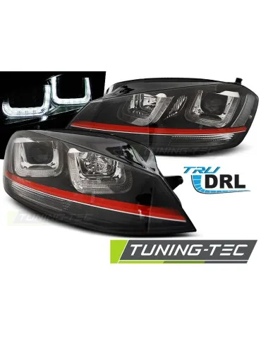 Phares à LED noirs rouges pour VW GOLF 7 12-17