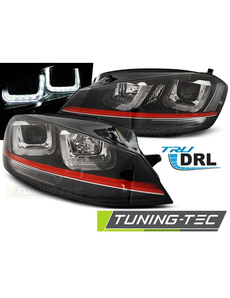 Phares à LED noirs rouges pour VW GOLF 7 12-17
