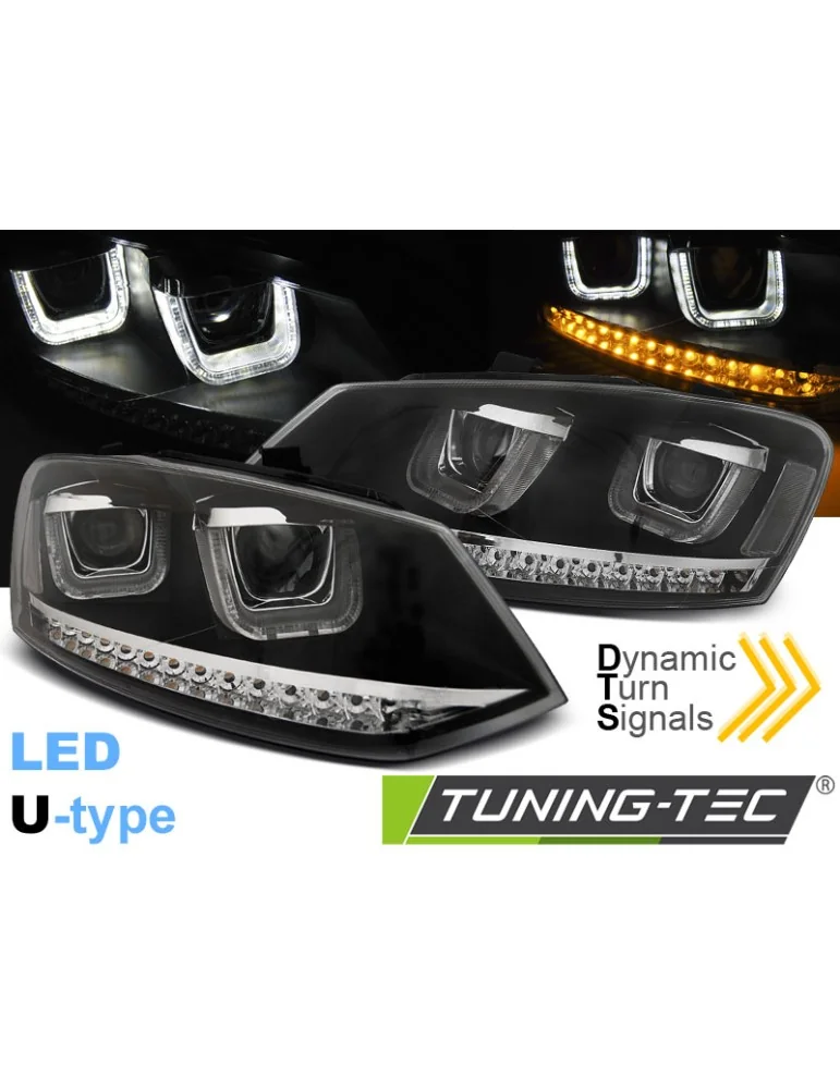 Phares à LED noirs pour VW POLO 6R 09-03.14