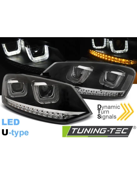 Phares à LED noirs pour VW Polo 6R (2009 - 2014)