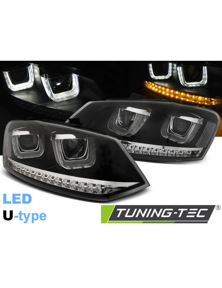 Phares à LED noirs pour VW POLO 6R 09-03.14