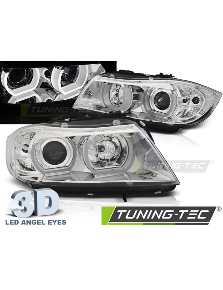 Phares à LED chromés pour BMW E90/E91 03.05-08.08
