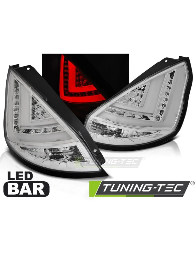 Feux arrière à LED chromés pour FORD FIESTA MK7 08-12 HB