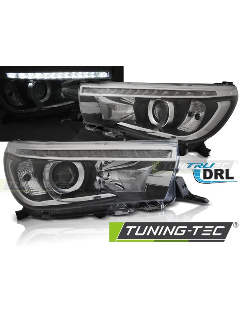Phares à LED noirs pour TOYOTA HILUX 16- TRUE