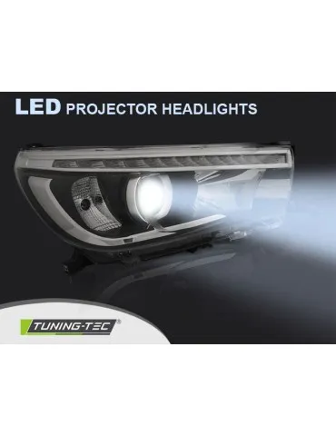 Phares à LED noirs pour TOYOTA HILUX 16- TRUE