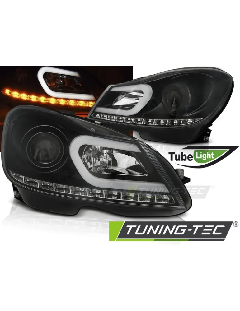 Phares à LED noirs pour MERCEDES W204 11-14