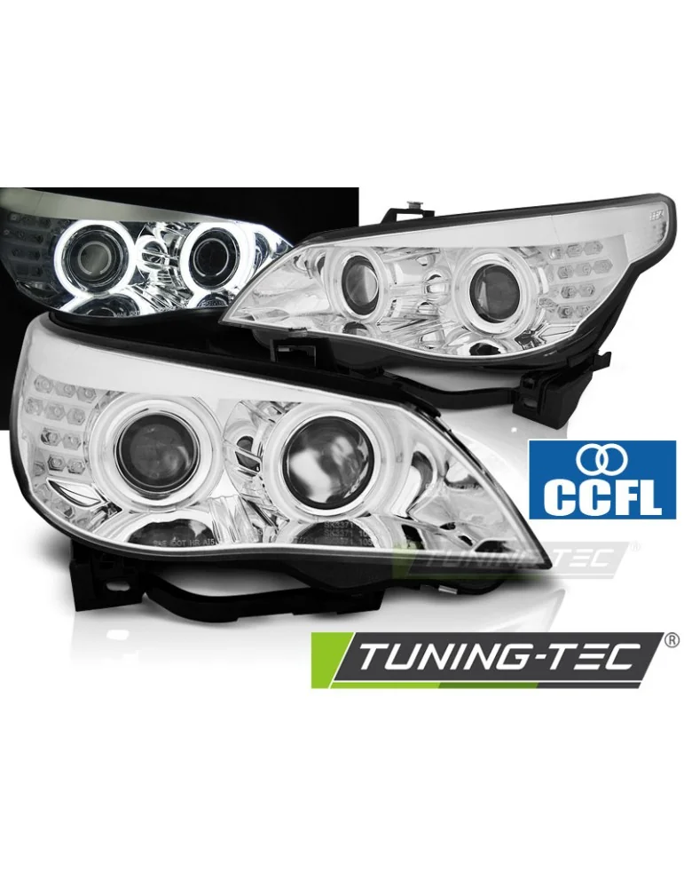 Phares à LED chromés pour BMW E60/E61 03-07