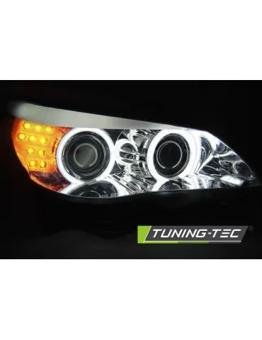 Phares à LED chromés pour BMW E60/E61 03-07