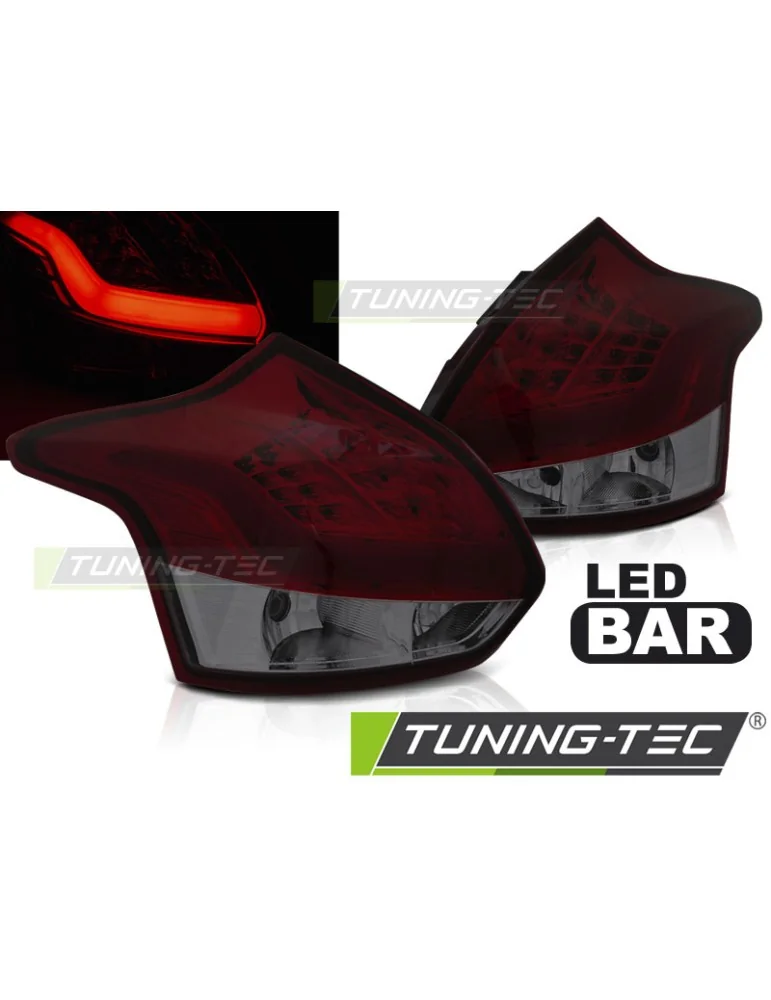 Feux arrière à LED fumés rouges pour FORD FOCUS 3 11-10.14 berline à hayon