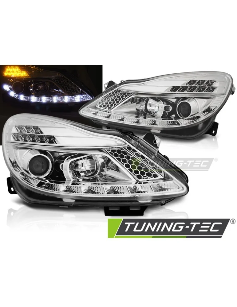 Phares à LED chromés pour OPEL CORSA D 04.06-11
