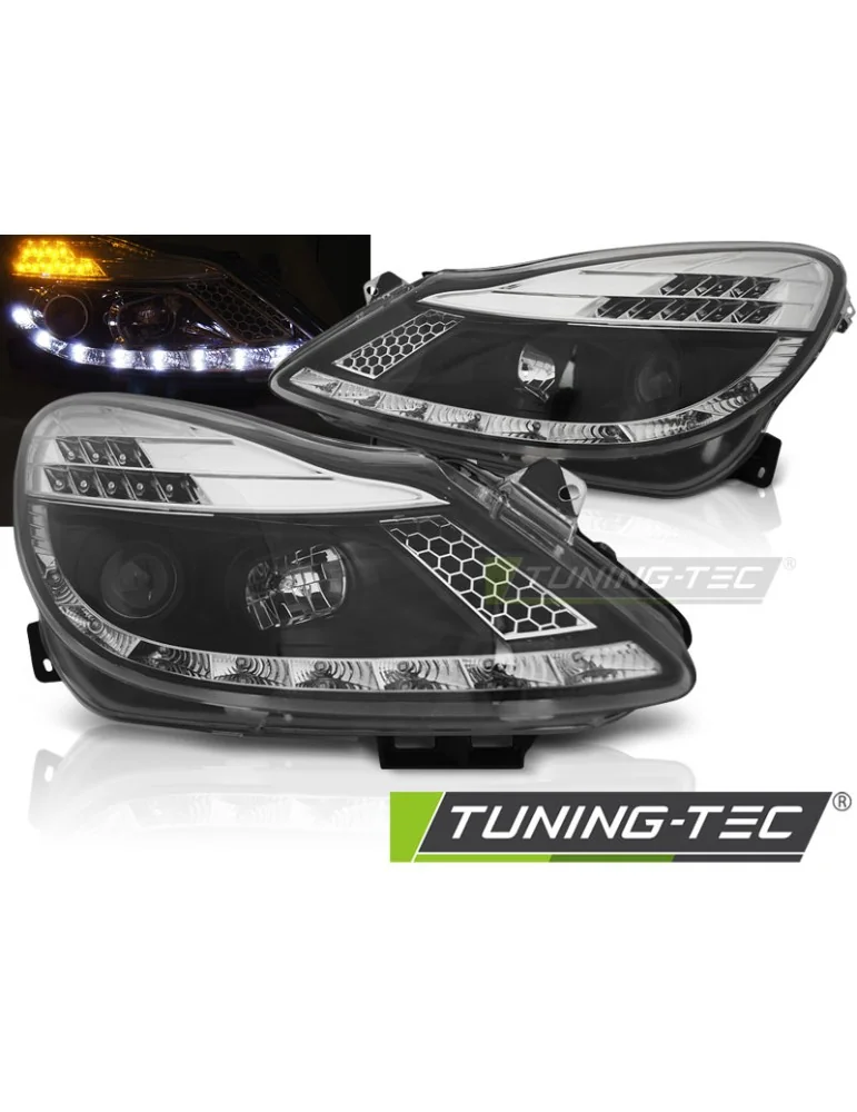 Phares à LED noirs pour OPEL CORSA D 04.06-11