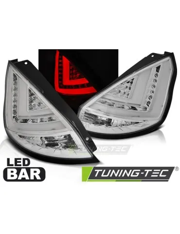 Feux arrière à LED chromés pour FORD FIESTA MK7 12-16 HB