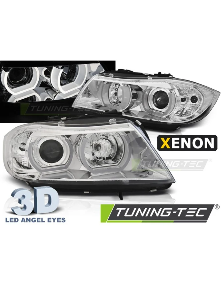 Phares au xénon chromés pour BMW E90/E91 03.05-08.08