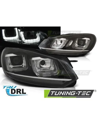 Phares à LED noirs chromés pour VW GOLF 6 08-12