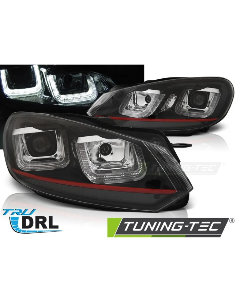 Phares à LED noirs rouges pour VW GOLF 6 08-12