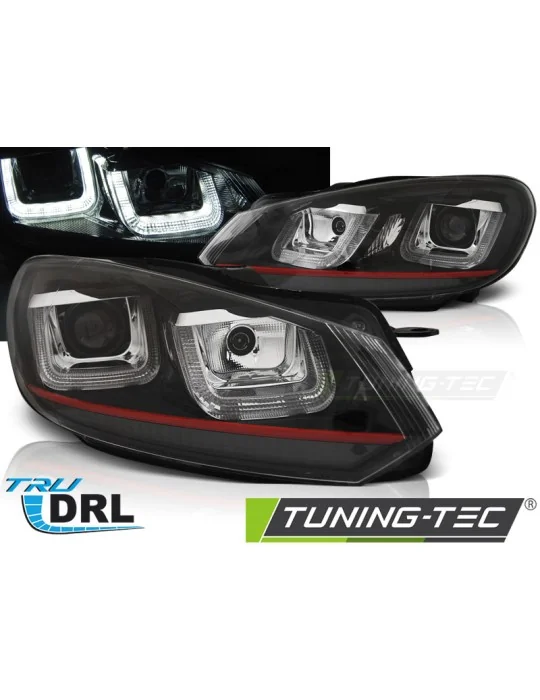 Phares à LED noirs rouges pour VW Golf 6 (2008 - 2012)