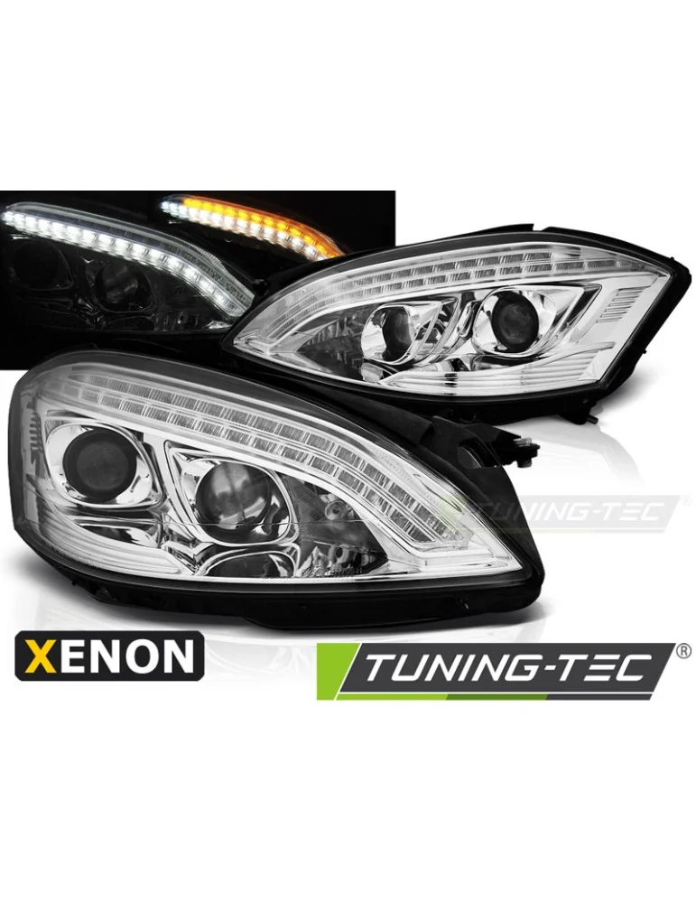 Phares au xénon chromés pour MERCEDES W221 05-09