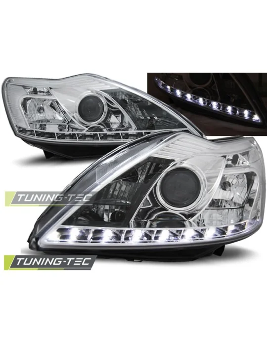 Phares à LED chromés pour Ford Focus II W/M (2008 - 2010)