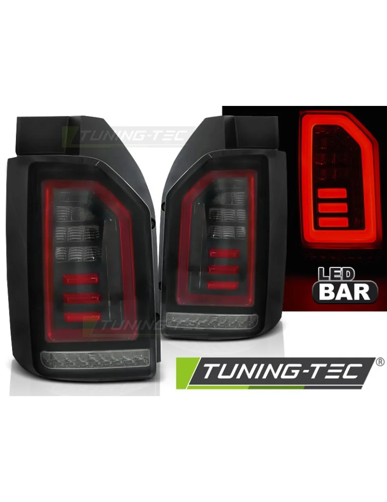 Feux arrière à LED noirs fumés rouges pour VW T6 15-19