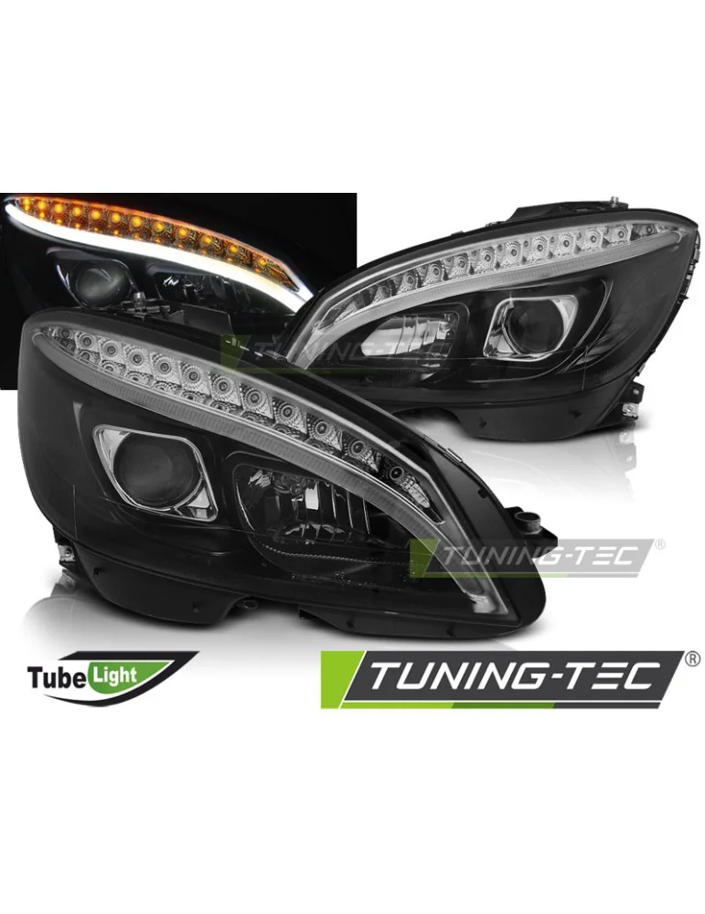 Phares à LED noirs pour MERCEDES W204 07-10