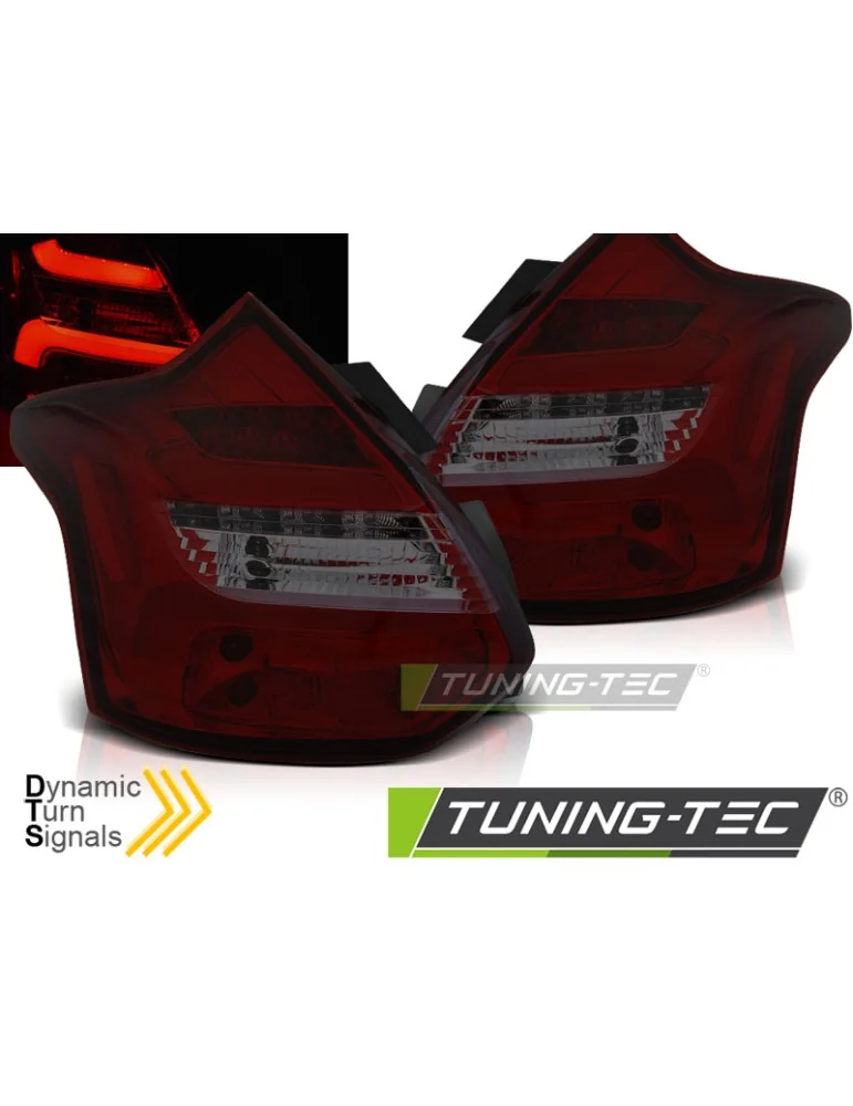 Feux arrière à LED fumés rouges pour FORD FOCUS 3 11-10.14 berline à hayon IND