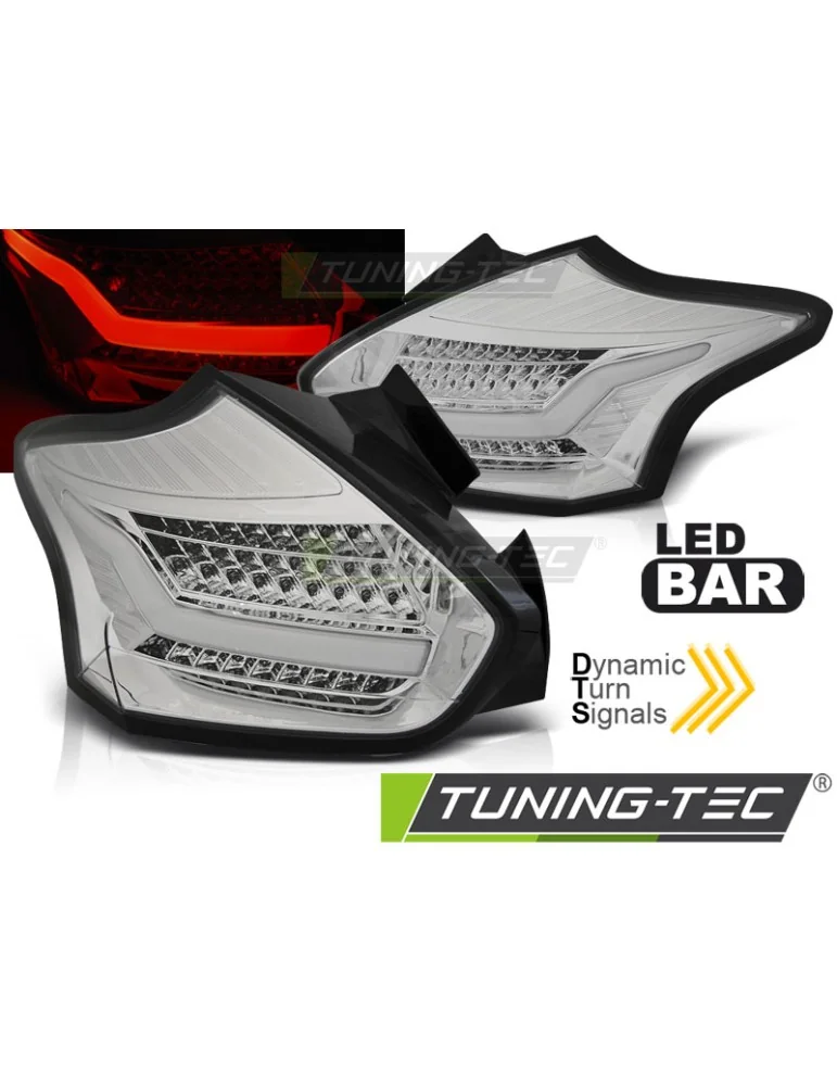 Feux arrière à LED chromés pour FORD FOCUS 3 15-18 berline à hayon