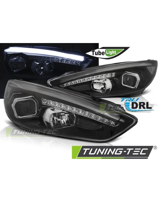 Phares à LED noirs pour Ford Focus MK3 (2015 - 2018)