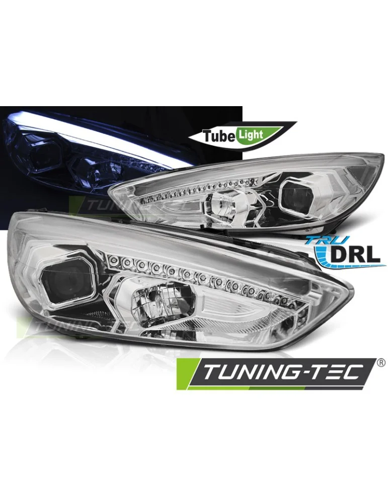 Phares à LED chromés pour FORD FOCUS MK3 15-18