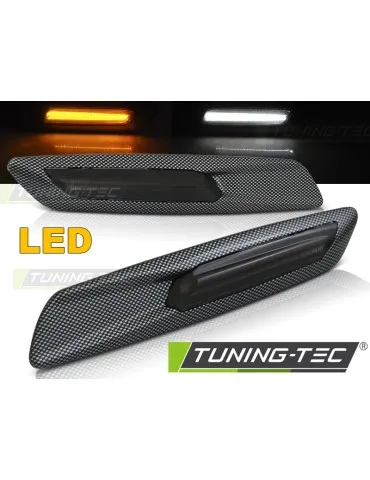 Répétiteurs latéraux à LED fumés aspect carbone pour BMW E60 E90 E92 E82