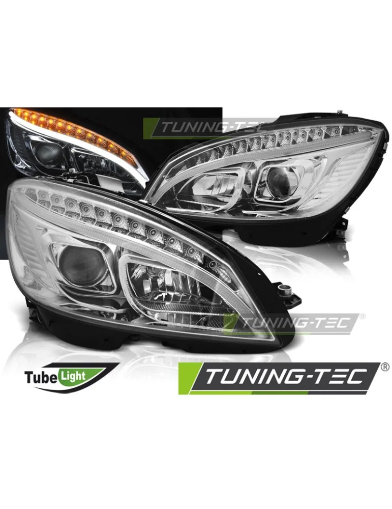 Phares à LED chromés pour MERCEDES W204 07-10