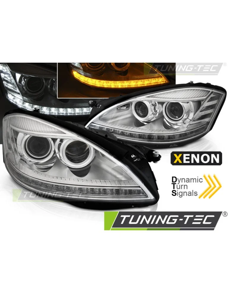 Phares au xénon chromés pour MERCEDES W221 05-09
