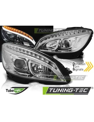 Phares à LED chromés pour MERCEDES W204 07-10