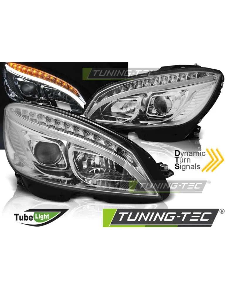 Phares à LED chromés pour MERCEDES W204 07-10